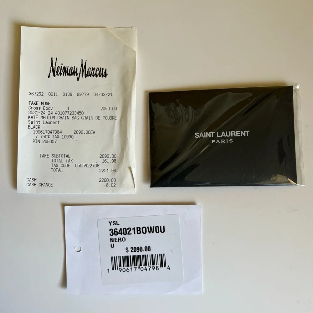 YSL Kate Medium Chain Bag Black-on-Black | Saint Laurent Crossbody | Tags - Picture 15 of 16